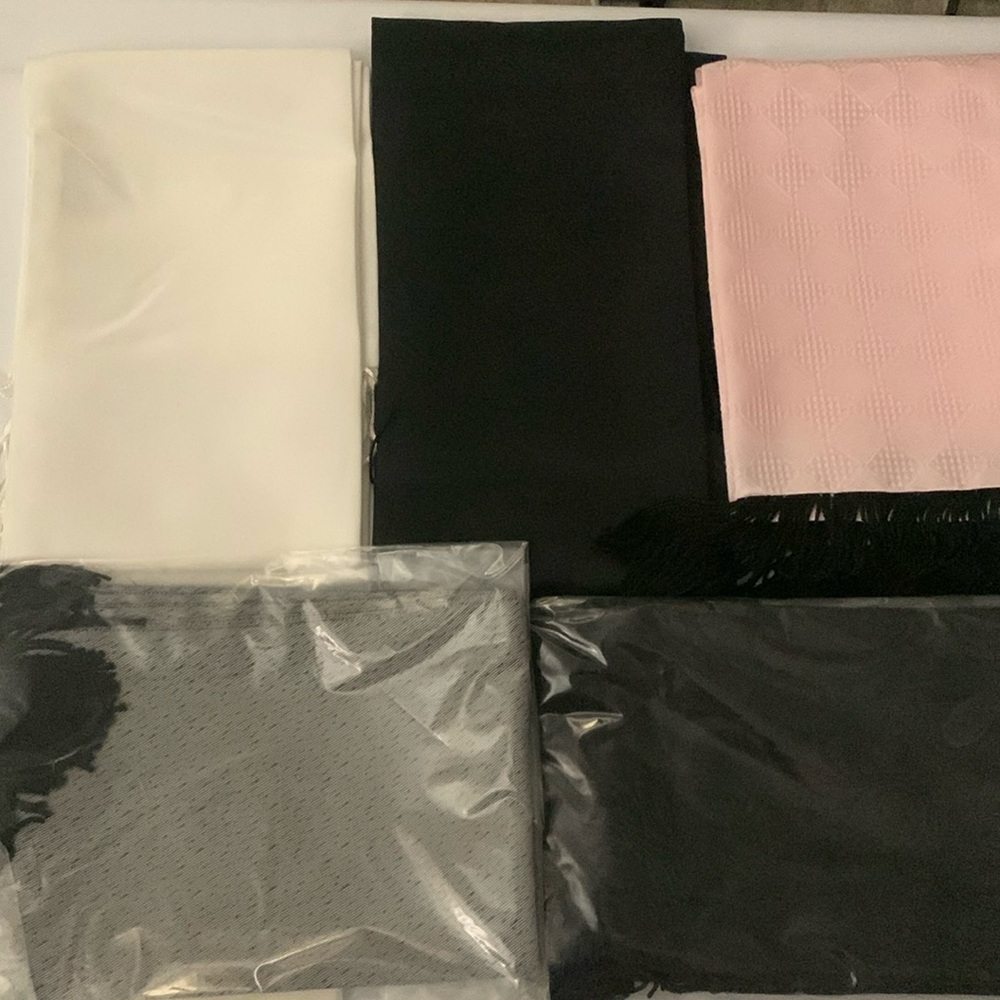 Five dress scarves